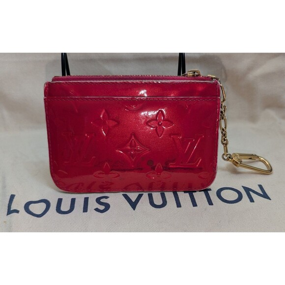 LOUIS VUITTON Pochette Cles Coin Wallet Monogram Vernis Red CA0089 Authentic - Picture 2 of 4